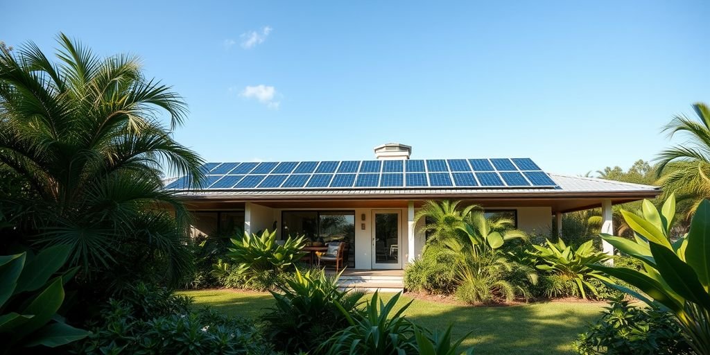 Casa ecológica moderna con paneles solares